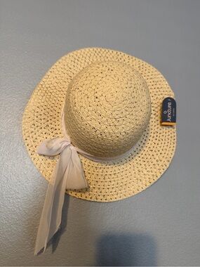 Juncture Woven Straw Hat with Pale Beige Band